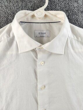 Eton Signature Twill Contemporary 17.5 All Cotton Romania White Long Sleeve Mens